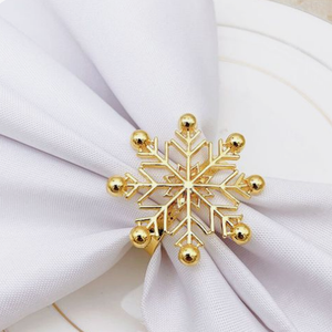 Servilletero con acabado dorado para fiesta de boda, mesa de cena, copo de nieve, servilletero de Metal decorativo para celebración de boda - Product Image 1