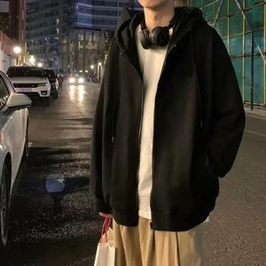 Cárdigan holgado con capucha para hombre, Top informal de Color puro, sudadera con frente abierto a la moda, prendas de vestir exteriores de otoño e invierno - Product Image 4