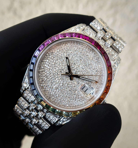 VVS Moissanite Diamond Glass ETA Quartz Movement 41MM Rose <b>White</b> Tone Thorns Stainless Steel Case Unisex Fashion Luxury <b>Watch</b> - Product Image 2