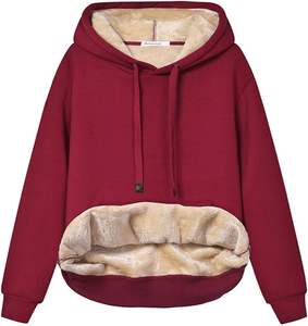 Womens Casual Winter Warm Fleece <b>Sherpa</b> Lined Pullover Hooded embroidery <b>hoodies</b> women Sweatshirt washed clothing - Product Image 5