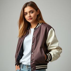 Chaqueta Universitaria con Mangas de Cuero y Cuerpo de Lana: Calidad Superior, Parches con Logotipo Personalizados, Estilo Nuevo, Acolchado Grueso y Cálido - Product Image 5