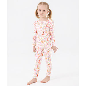 Pijamas de Punto Suave para Niña Pequeña con Mangas Largas con Volantes - Product Image 1
