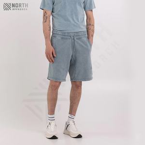 Shorts décontractés d'été pour hommes, lavage à l'acide, confortables, en toile, couleur unie, vente chaude pour adultes, shorts d'été pour hommes de basket-ball - Product Image 2