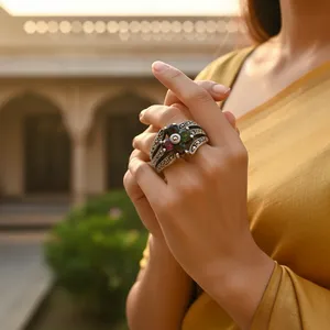 Bague en argent 925 avec grappe de fleurs, marquise, tendance, religieuse, incrustée, pour femmes, bague en diamant taillé à la mode, plaquée cuivre - Product Image 1