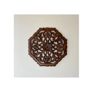 Exportador indio de confianza: panel de decoración de pared tallado en madera cuadrada artística hecha a mano en madera maciza de mango a precio mayorista