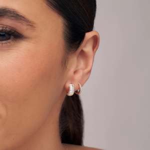 925 Sterling <b>Silver</b> Hoop Earrings Round Brilliant Cut CZ Halo <b>Huggie</b> Earrings for Women Party Wedding - Product Image 2