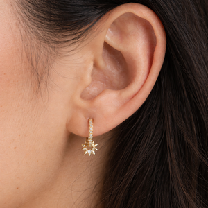 Interlocked Sun <b>Huggie</b> Diamond Earrings - Product Image 2