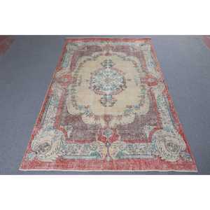 พรมวินเทจขนาดใหญ่ 5.9x9.4 ฟุต (180x285 ซม.) พรมลายทางสีแดงสไตล์ตุรกี - Product Image 1