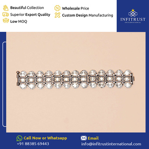 Oferta en calidad genuina 18K chapado en oro bordeado pera Share Polki pendiente colgante con Collar para mujer a bajo precio - Product Image 2