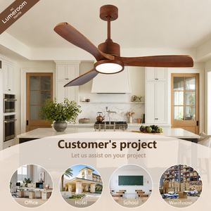 52 Inch <b>Ceiling</b> <b>Fan</b> <b>with</b> Light and <b>Remote</b> Solid Wood Downrod Mount Quiet DC Motor for Living Room Bedroom - Product Image 3