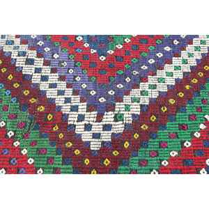 Alfombra Turca Vintage Pequeña de 3.2x3.9 pies, Alfombra de Lana Roja Kilim - Product Image 5