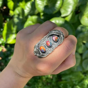 Oyster Turquoise Dahlia Natural Stone Oval Cut Bezel Setting 925 Sterling Silver Floral Boho Style Handmade Jewelry - Product Image 2