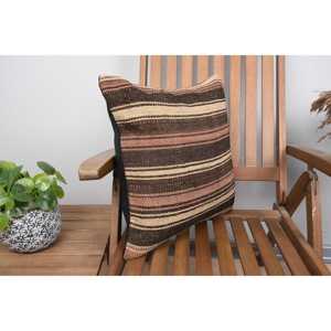 Brown Wool Kilim Pillow 18x18 Inch Luxury <b>Fluffy</b> Patterned Cushion Woven Vintage Square Print Feather for <b>Bedding</b> Christmas - Product Image 2