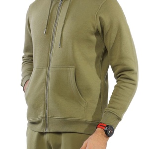 Sudadera con capucha para hombre de alta calidad con cremallera completa bordada impresión personalizada peso pesado invierno patrón sólido algodón poliéster a prueba de viento - Product Image 4