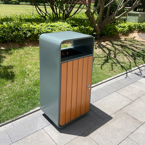 Tùy Chỉnh Công Suất Lớn Công Viên 201 Thép Không Gỉ Thùng Rác Bin Khu Vực Công Cộng PS Bằng Gỗ Nhỏ Thùng Rác Có Thể Giấy Thùng Rác Có Thể Thương Mại - Product Image 2