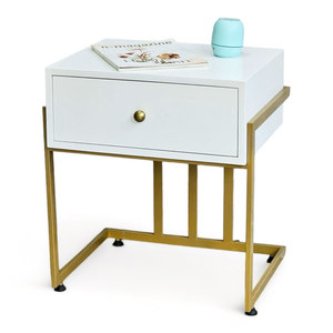 SOVI Modern Design Bedside Cabinet Made of Rubber Wood with Iron Legs TDG68043 - Product Image 1