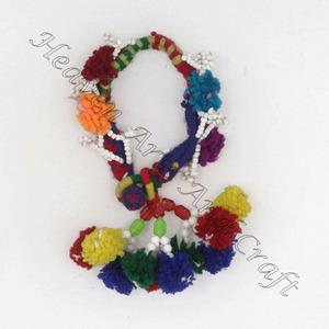 Rare Beaded Pom Tassels-Bolso Borlas Pulseras gitanas antiguas auténtica BANJARA tribal brazo pulsera tobillera borla vientre - Product Image 2