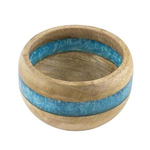 Bol de service en bois fabriqué à la main de haute qualité Bol à pâte en résine écologique pour salades Fruits Noix alimentaires-Disponible à la vente - Product Image 3