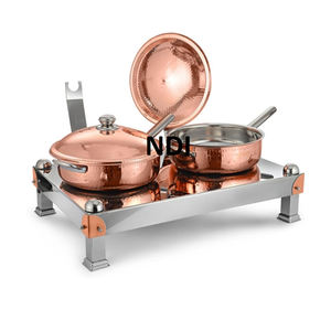 Buffet Alimentaire Équipement En Métal Réchaud Plat Multi Fonctionnel Cuivre Finition Service De Restauration Plats De Serveur De Nourriture Chaude - Product Image 3