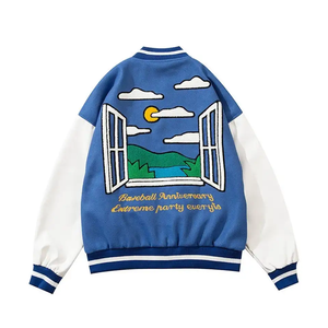 แจ็กเก็ตเบสบอลผ้ากำมะหยี่แขนยาวสำหรับผู้ชายงาน OEM ออกแบบได้ตามต้องการแผ่นผ้ากำมะหยี่ที่ติดทนความร้อนดีไซน์ล่าสุดสำหรับฤดูหนาว-XS - Product Image 2