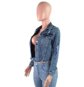 Vestes en jean denim pour femmes à la mode personnalisées Vestes en jean à manches longues vêtements d'hiver Vestes en jean surdimensionnées - Product Image 5