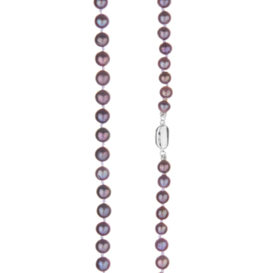 Collar de Perlas Cultivadas de Plata de Ley, Color Azul Aurora Metálico Natural, 6-7 mm - Product Image 2