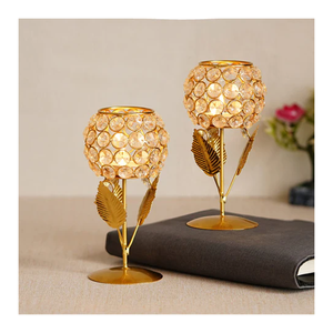 Thème européen faveur de mariage décoration de la maison bureau petit cylindre or argent photophore bougeoirs en cristal - Product Image 3