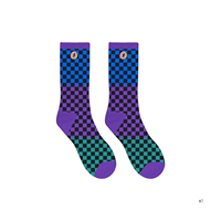 Chaussettes décontractées antidérapantes à motif damier, chaussettes amusantes en coton pour bébé, lot de 4 paires en boîte cadeau, vente en gros, emballage personnalisé, usine de chaussettes