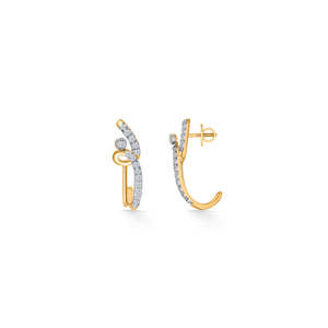 Zephyra Arc Gold & Rhodium Plated Hoop <b>Earrings</b> with Zircon & <b>Pearl</b> - Product Image 4