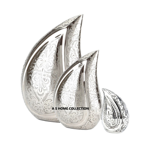 Urnes de crémation en métal de gravure florale de finition jaune pour des cendres fournitures funéraires en aluminium de vente chaude urnes de crémation pour en vrac - Product Image 2