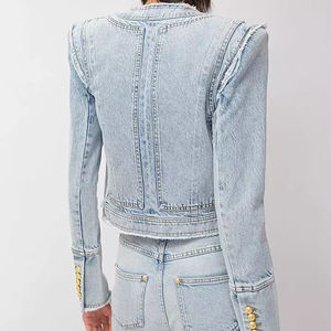 Women's Summer Denim Jacket with Button Decoration Customized Cut and Sew Competitive Price Private Logo Factory <b>Direct</b> - Product Image 2