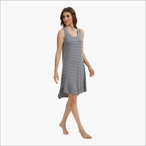 Camisón a Rayas para Mujer, Vestido de Noche sin Mangas, Ropa de Dormir, Pijama, Venta al por Mayor - Product Image 2