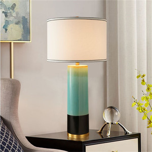 Mỹ Màu Xanh Lá Cây cột đèn bàn gốm cho phòng khách phòng ngủ cafe biệt thự khách sạn sáng tạo cạnh giường ngủ vải bóng bàn ánh sáng - Product Image 4