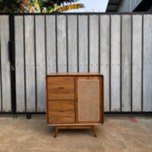 Wholesale Solid Wood Bedroom Rattan <b>Bedside</b> <b>Table</b> Luxury Country Style Cabinet Modern Storage Cabinet - Product Image 1