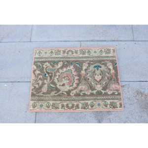 1.4x1.8 ft Turkish Rug, <b>Brown</b> Plants & trees Vintage <b>Wool</b> Rug - Product Image 4