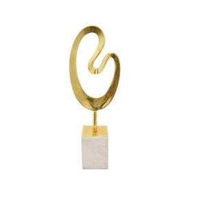 Sculpture Art Déco en aluminium massif sur base en marbre blanc pour la décoration de mariage, de la maison et du bureau, taille et couleur personnalisables - Product Image 1