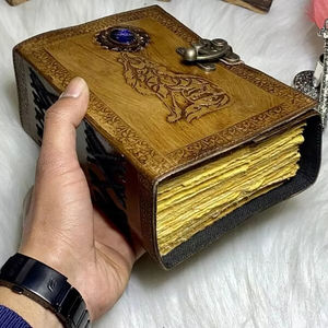 Journal Vintage en cuir de loup fait à la main pour hommes femmes 400 Antique Deckle Edge Spiral Bound Stone Journal pour écrire des cahiers - Product Image 2