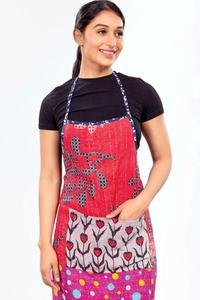 Tablier indien vintage Kantha Sari, tablier de cuisine élégant en coton avec poches pour femmes et hommes - Vente en gros de patchwork Kantha coloré - Product Image 4