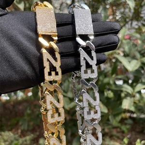 Collar de cadena de eslabones cubanos de Miami de gama alta de oro de 24 quilates y plata 925 de 23mm para hombres, accesorio de declaración de joyería fina de Hip Hop en negrita - Product Image 1