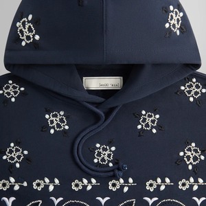 Custom <b>Navy</b> Blue 100% Cotton Winter Beaded <b>Hoodie</b> Unisex Pullover Sweatshirt Streetwear Adjustable Drawstring Kangaroo Pocket - Product Image 5