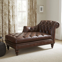Canapé-lit Chaise Longue Moderne en Cuir Véritable Écologique, Capitonnage Boutonné, pour Salle à Manger, Maison, Hôtel, Salon