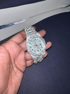 Montre suisse de luxe pour hommes avec VVS Moissanite, diamant blanc brillant, bracelet en acier inoxydable, collection Hip Hop, mouvement à quartz - Product Image 2