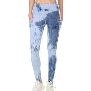Nuevo diseño sin costuras Tie Die pantalones de cintura alta estampado entrenamiento mujeres pantalones de chándal Fitness Yoga mallas básicas - Product Image 6