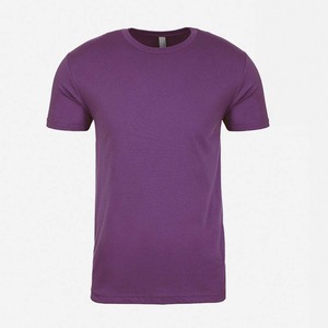 T-shirt uni violet à demi-manches T-shirt uni en coton uni à col rond pour dames - Product Image 3