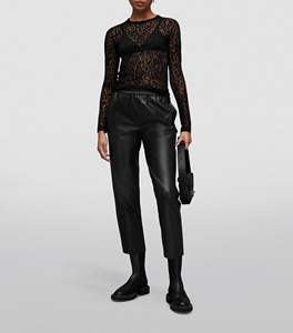 Pantalon de survêtement Jen en Faux cuir souple confortable pour femmes pantalon en cuir à 2 poches latérales et poche arrière passepoilée - Product Image 2