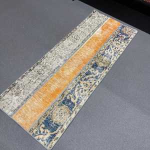 Tapis turc vintage de 1,7 x 4,5 pieds, petit tapis, tapis persan bleu - Product Image 5