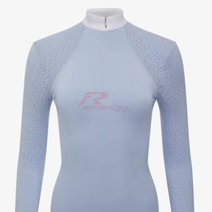 Elegante camisa de espectáculo de equitación para mujer, tela Premium, transpirable, control de humedad, tops ecuestres, proveedor mayorista - Product Image 1