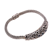 Pulsera de Plata de Ley 925 con Topacio Azul Facetado, Joyería Bohemia Minimalista de Moda para Regalo, Precio al por Mayor