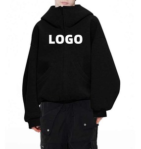 Sudadera con capucha de invierno OEM con cuello alto y cremallera, 100% algodón, impermeable, cortavientos, transpirable, de peso pesado, con logotipo personalizado, cremallera completa, para mujer - Product Image 4