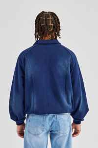 Sudaderas con capucha sunfade Wash hechas a medida para hombre, logotipo bordado personalizado, forro polar de algodón pesado, Sudadera con capucha y cuello con cremallera completa para hombre - Product Image 3